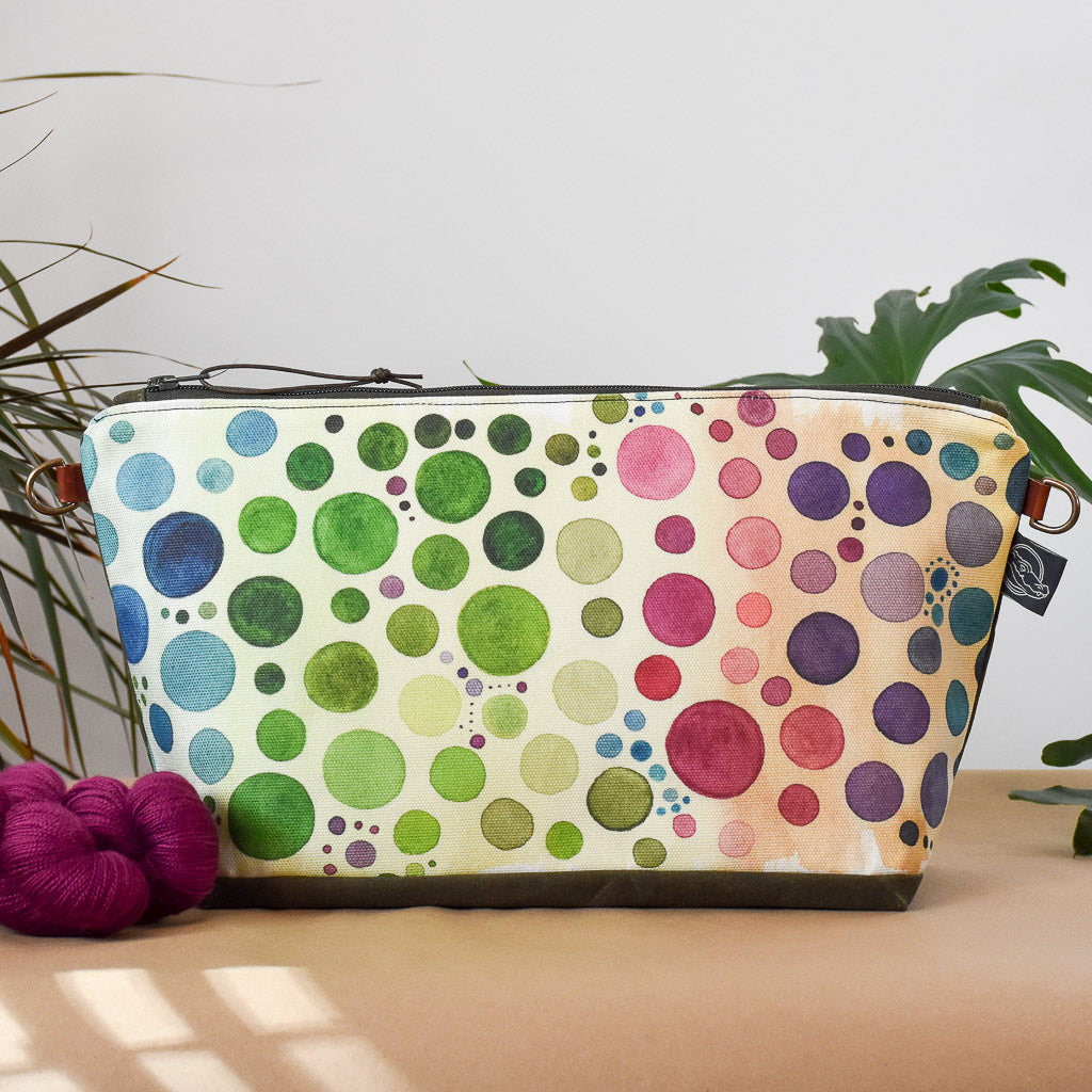Olive with Multi Bubbles Bag No. 5 - The Large Zip Project Bag
