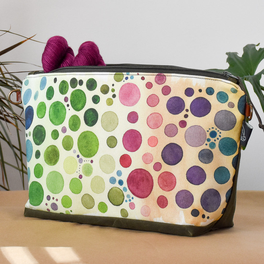 Olive with Multi Bubbles Bag No. 5 - The Large Zip Project Bag