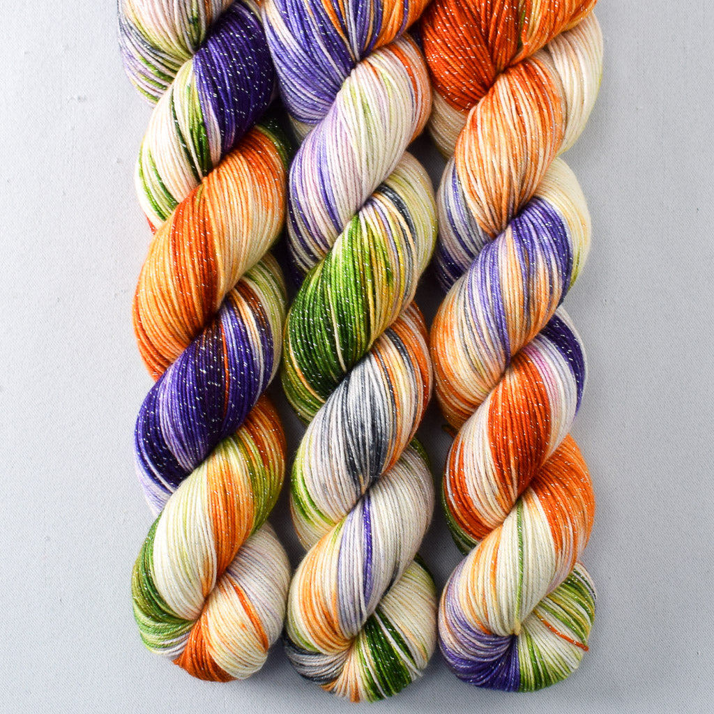 A Pox on You - Miss Babs Estrellita fingering weight superwash merino and Lurex yarn