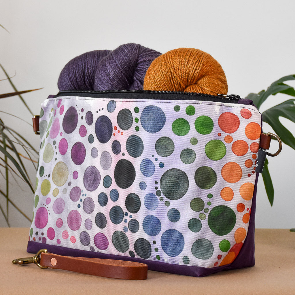 Purple with Purple Bubbles Bag No. 5 - The Large Zip Project Bag