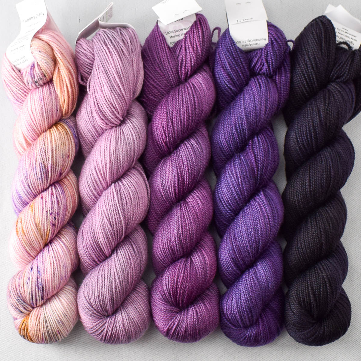 Radiant Cloudscape, Lepidolite, Sangria, Lilacs, Starling - Miss Babs Glittering Snowscape Shawl Set