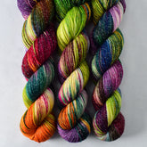 Rainbow Carwash - Miss Babs Estrellita fingering weight superwash merino and Lurex yarn