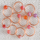 Red Crackle Agate Stitch Markers - Miss Babs Sttich Markers