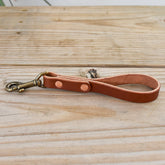 Brown Leather & Antique Brass Handles for Large Zip Project Bag