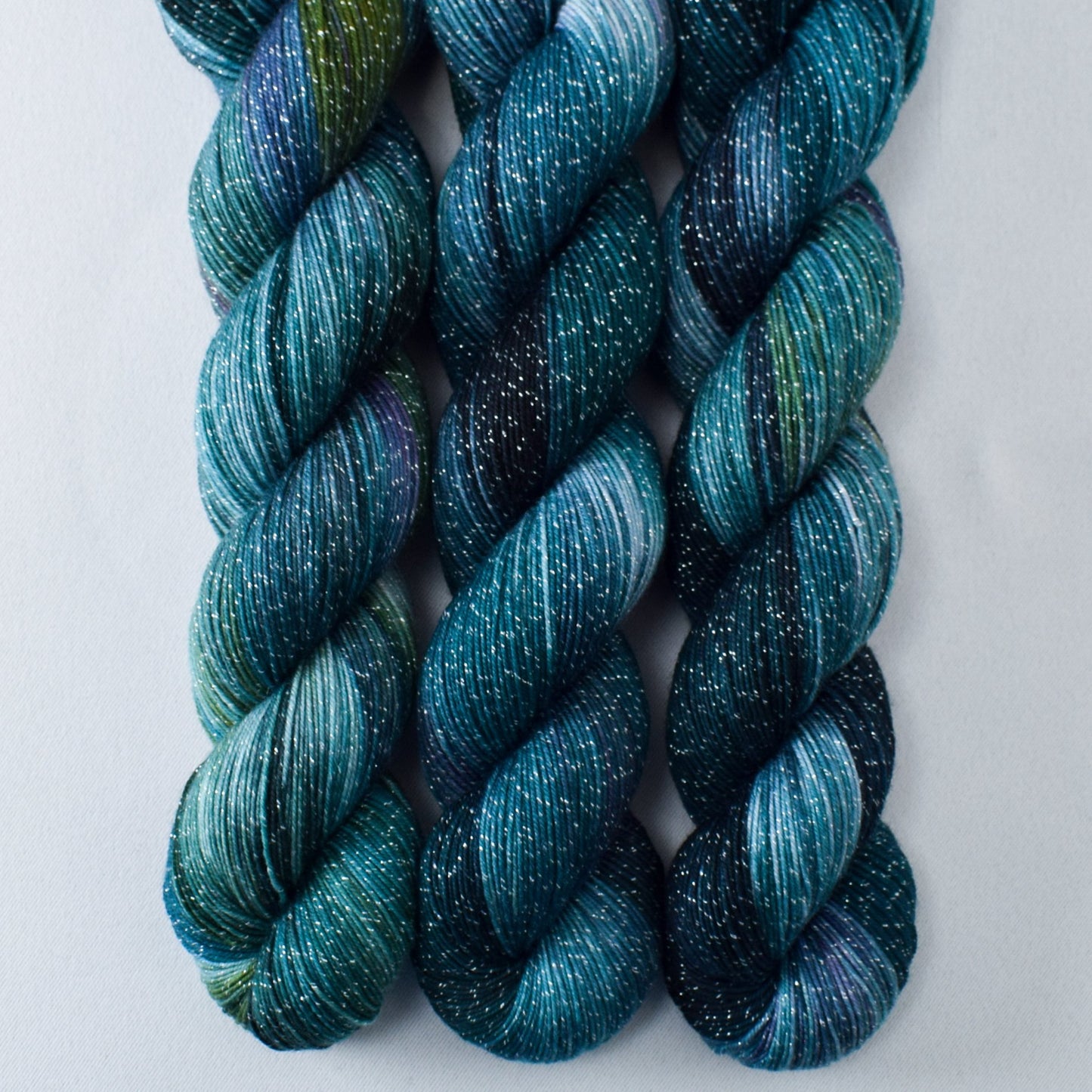 Splashy - Miss Babs Estrellita fingering weight superwash merino and Lurex yarn