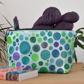 Teal with Teal Bubbles Bag No. 5 - The Large Zip Project Bag