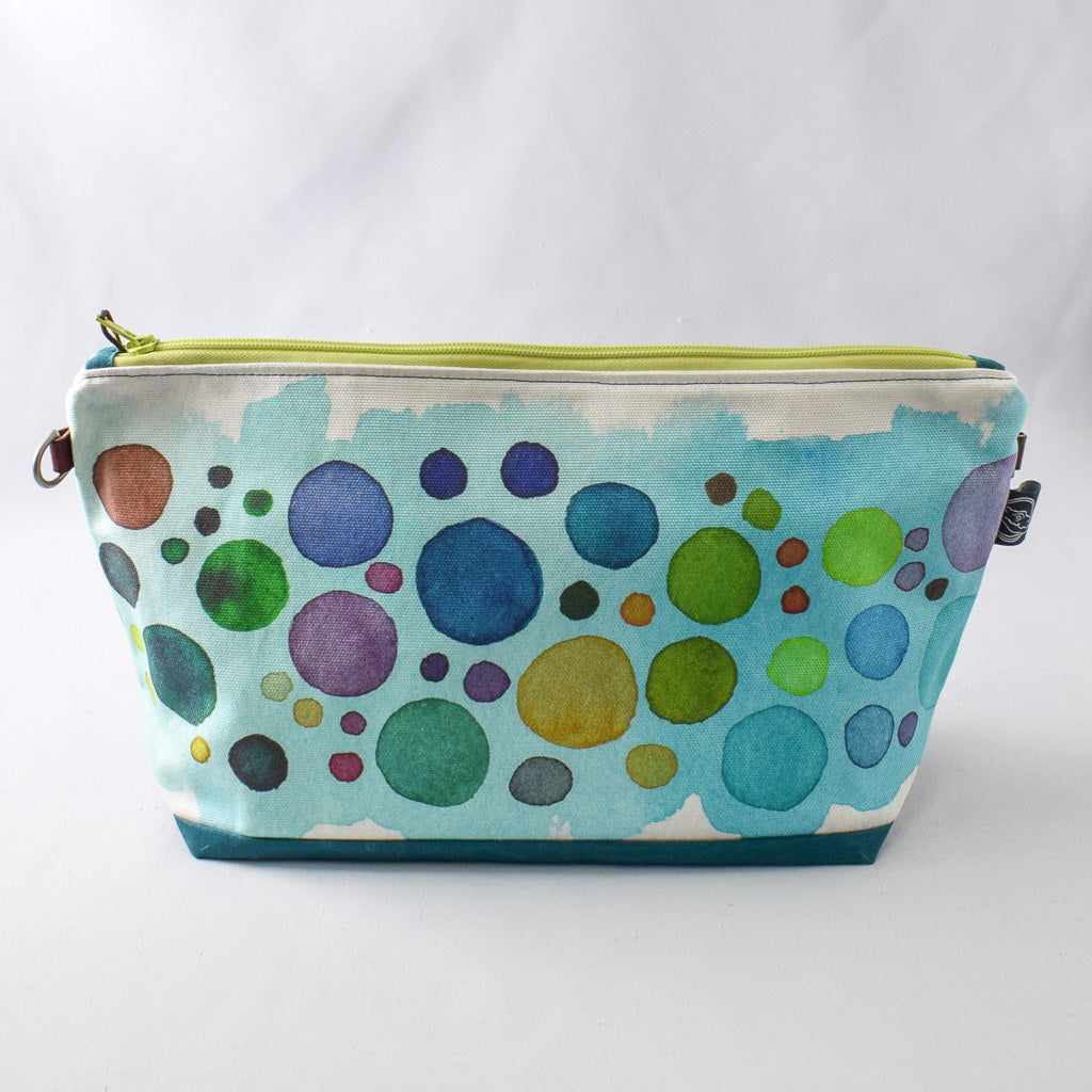 Teal with Turquoise Bubbles Bag No. 5 - The Large Zip Project Bag