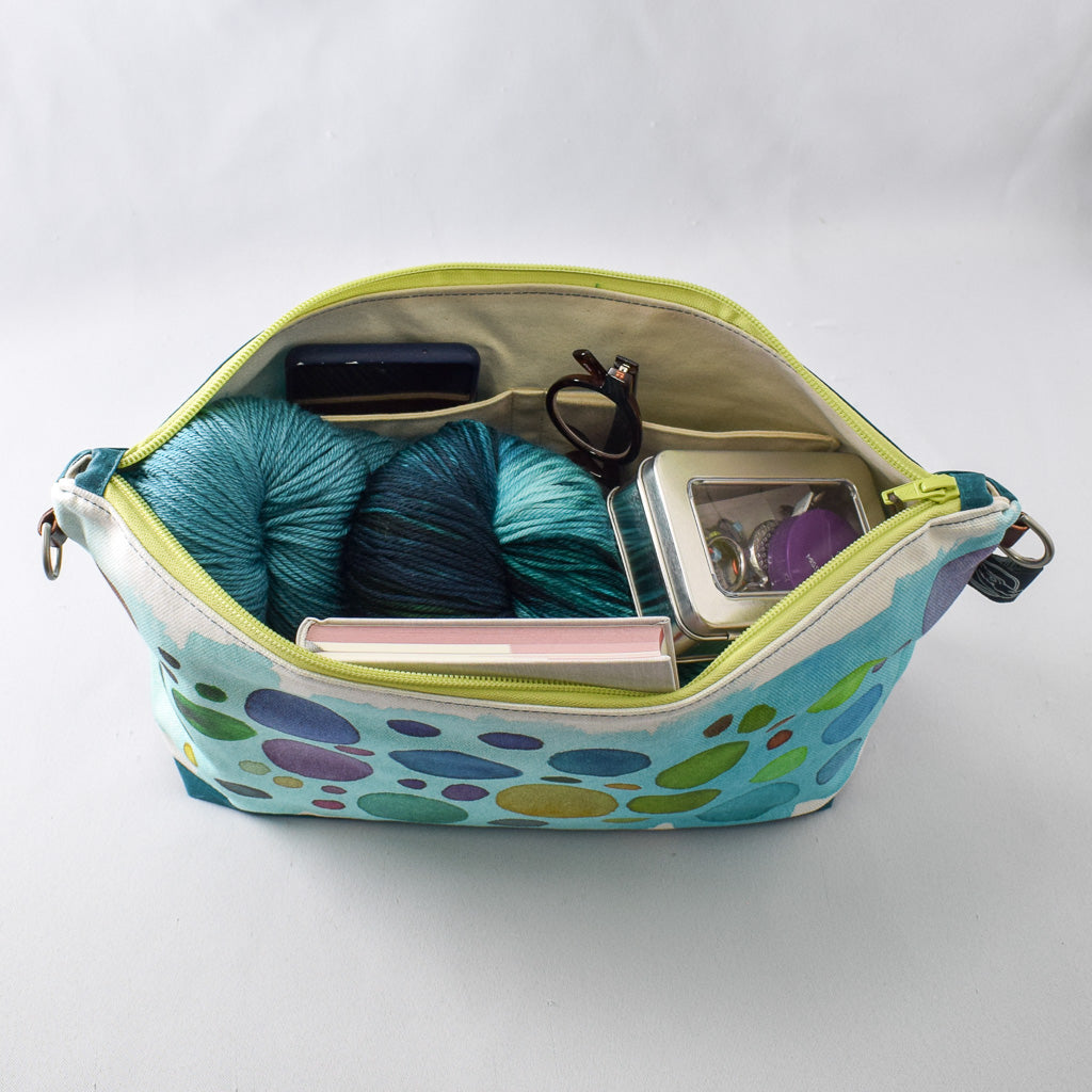 Teal with Turquoise Bubbles Bag No. 5 - The Large Zip Project Bag