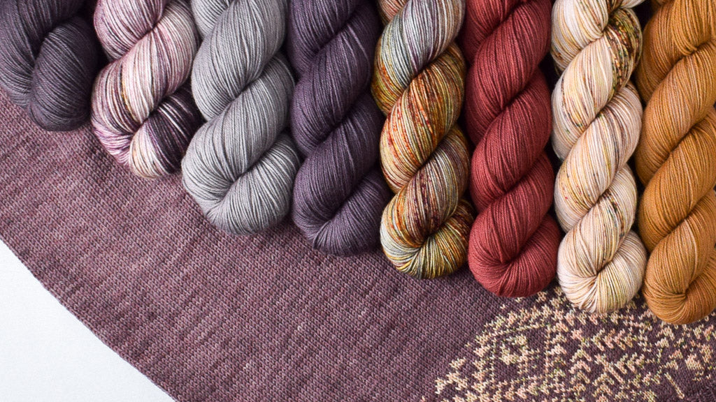 Putnam yarn in pinks, purples, and greens