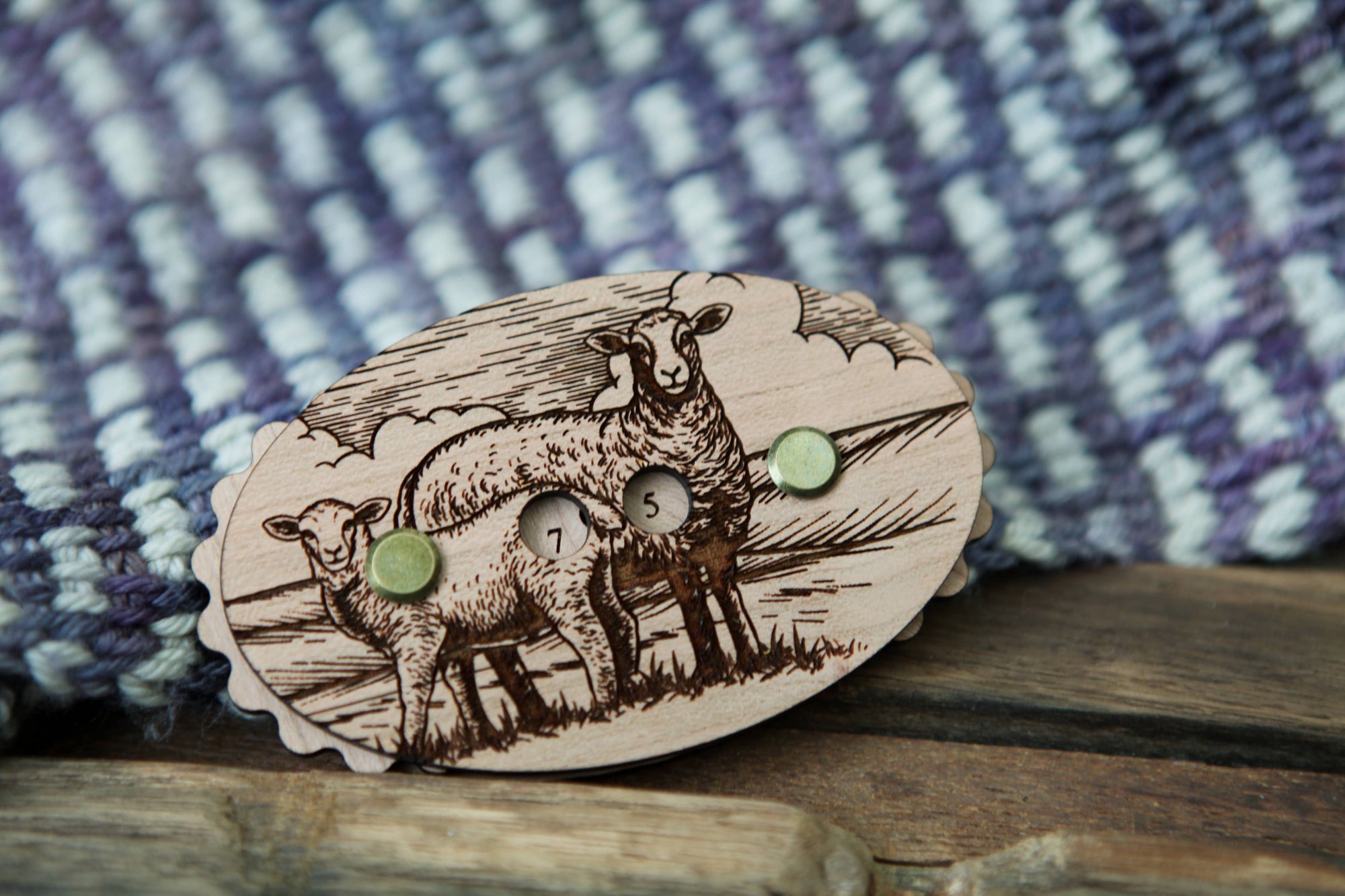 Sunrise Grove - Sheep Cherry Wood Knitting Row Counter