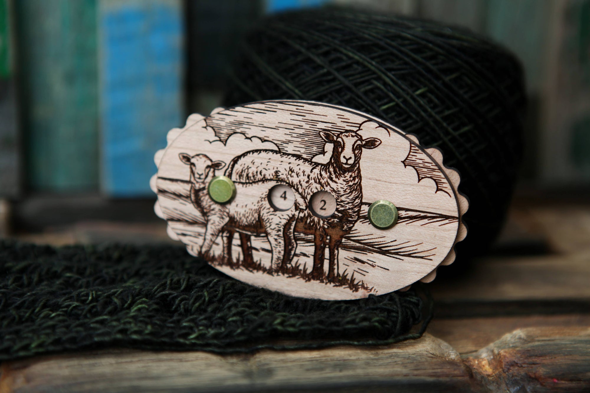 Sunrise Grove - Sheep Cherry Wood Knitting Row Counter