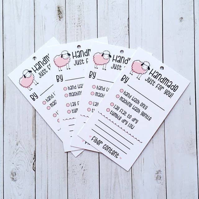 Sheep Design Handmade Care Tags - Teal, Set of 10