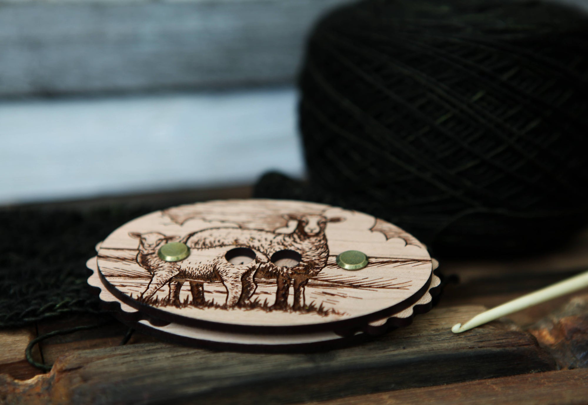 Sunrise Grove - Sheep Cherry Wood Knitting Row Counter
