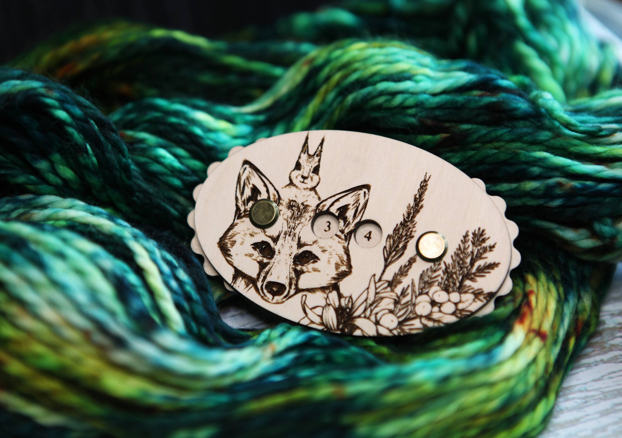 Sunrise Grove - Fox with Squirrel in Forest Knitting and Crochet Row Counter