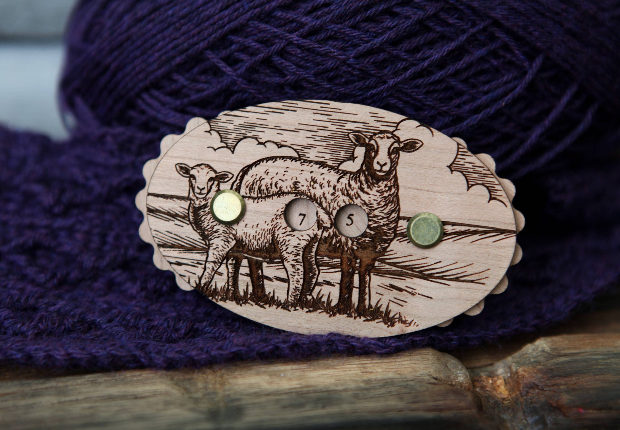 Sunrise Grove - Sheep Cherry Wood Knitting Row Counter