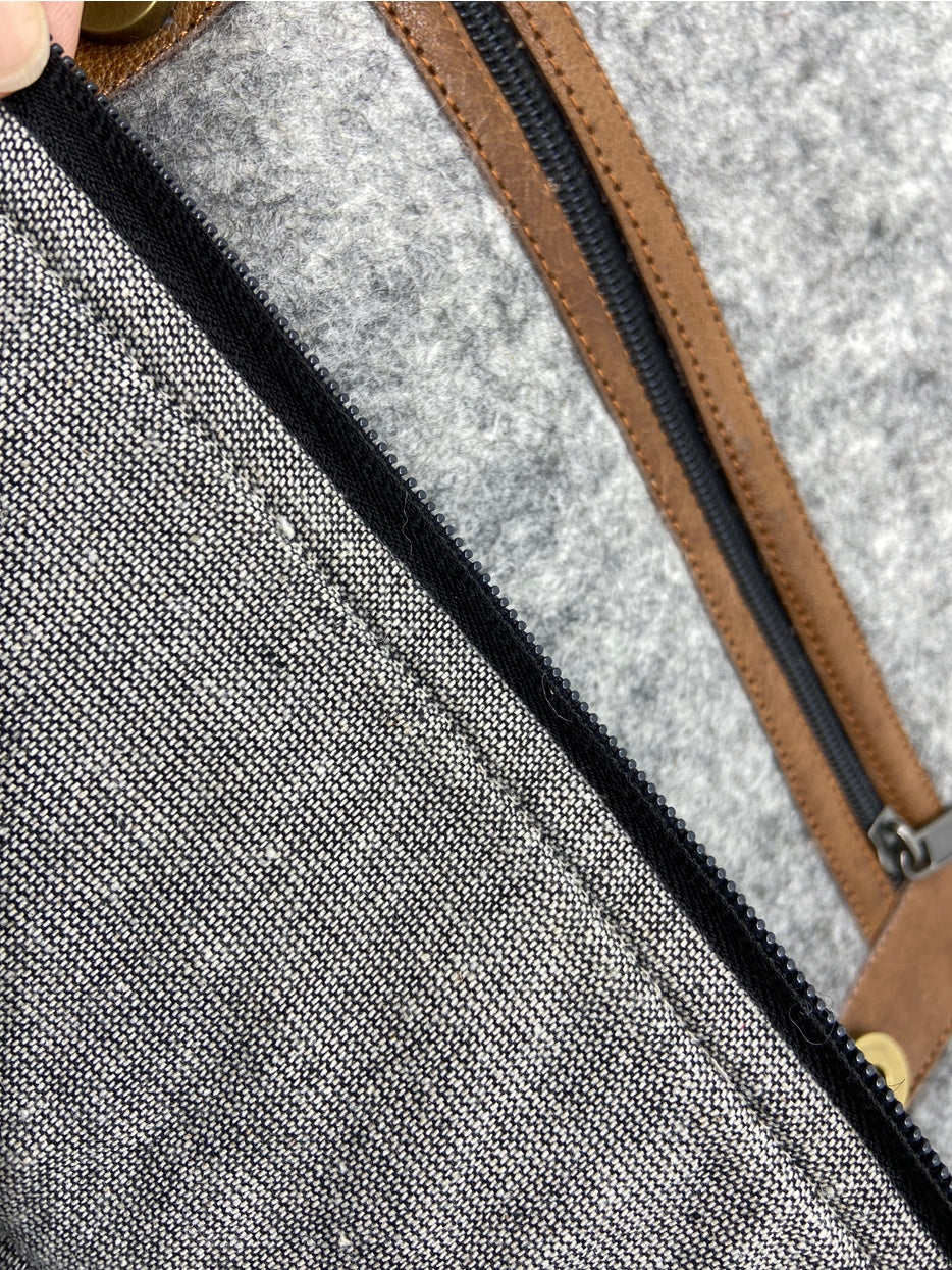 Fibres of Life Felt and Natural Leather Backpack - Flecked Gray