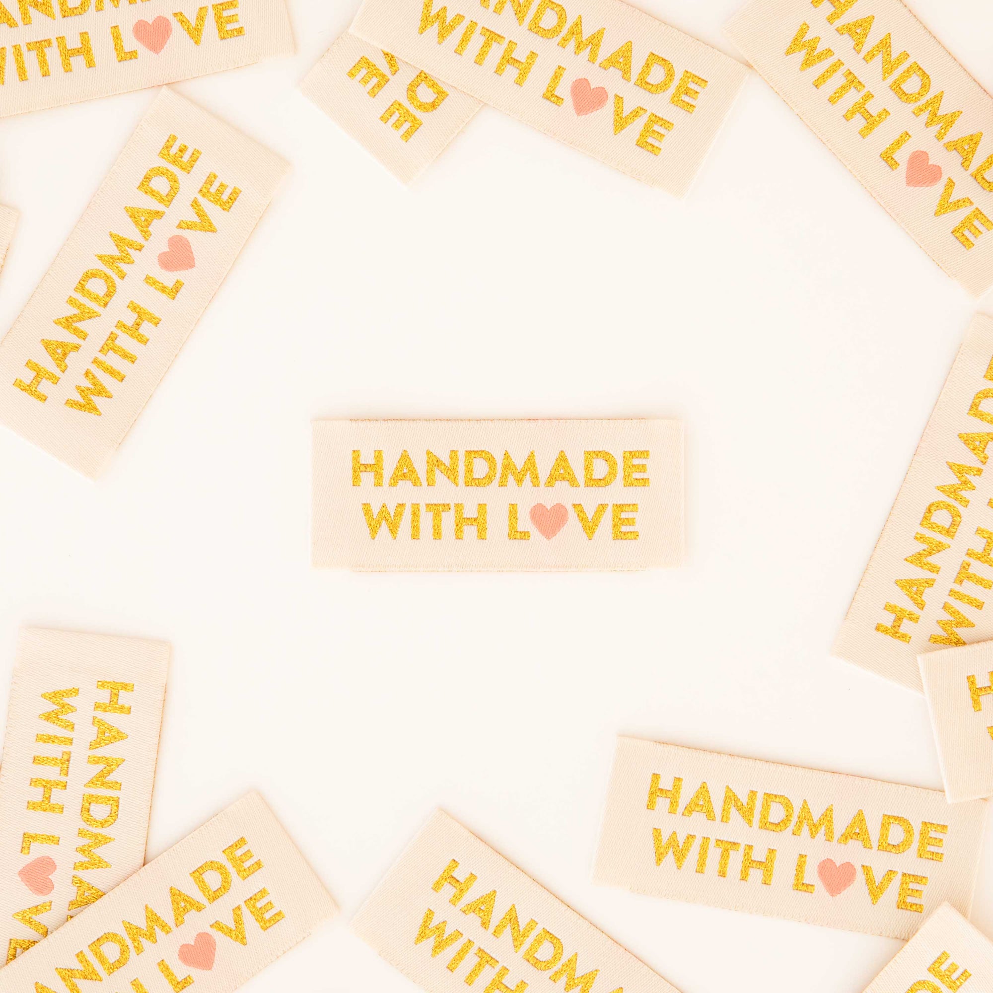 Handmade with Love Gold Woven Labels
