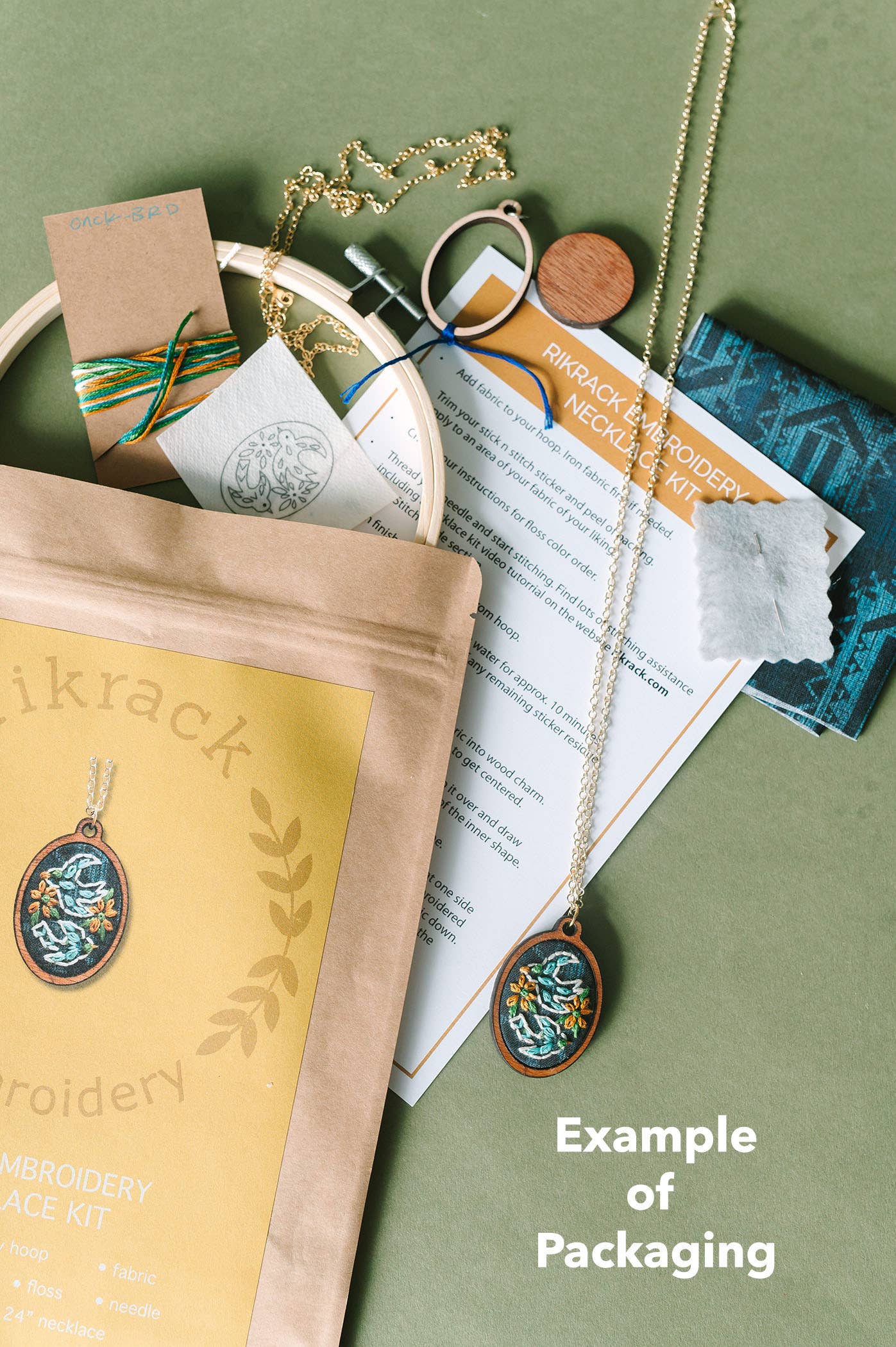 Bird Embroidery Necklace Kit