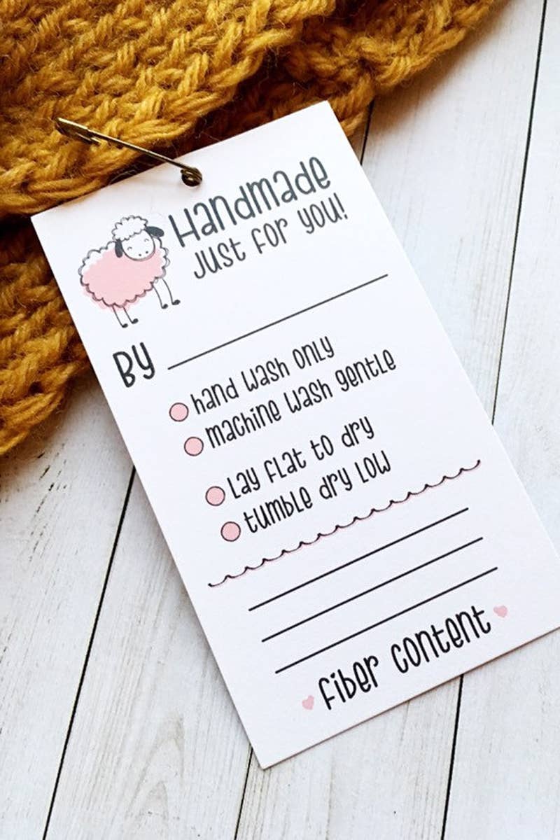 Sheep Design Handmade Care Tags - Teal, Set of 10