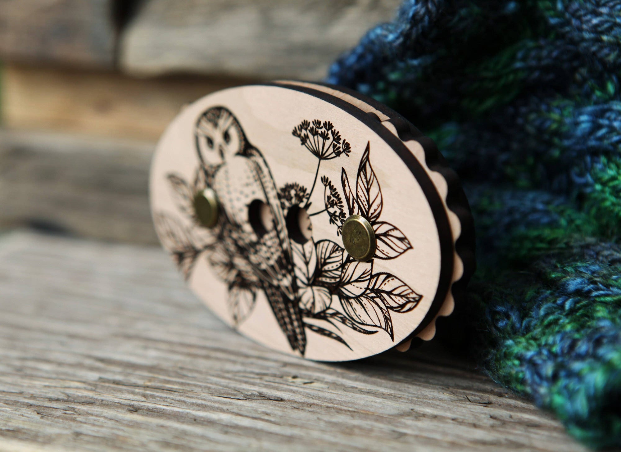 Sunrise Grove - Owl Cherry Wood Knitting & Crochet Row Counter
