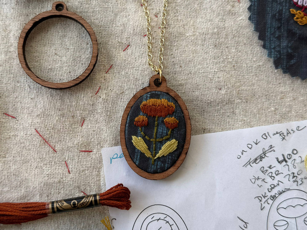 Folk Flowers Embroidery Necklace Kit