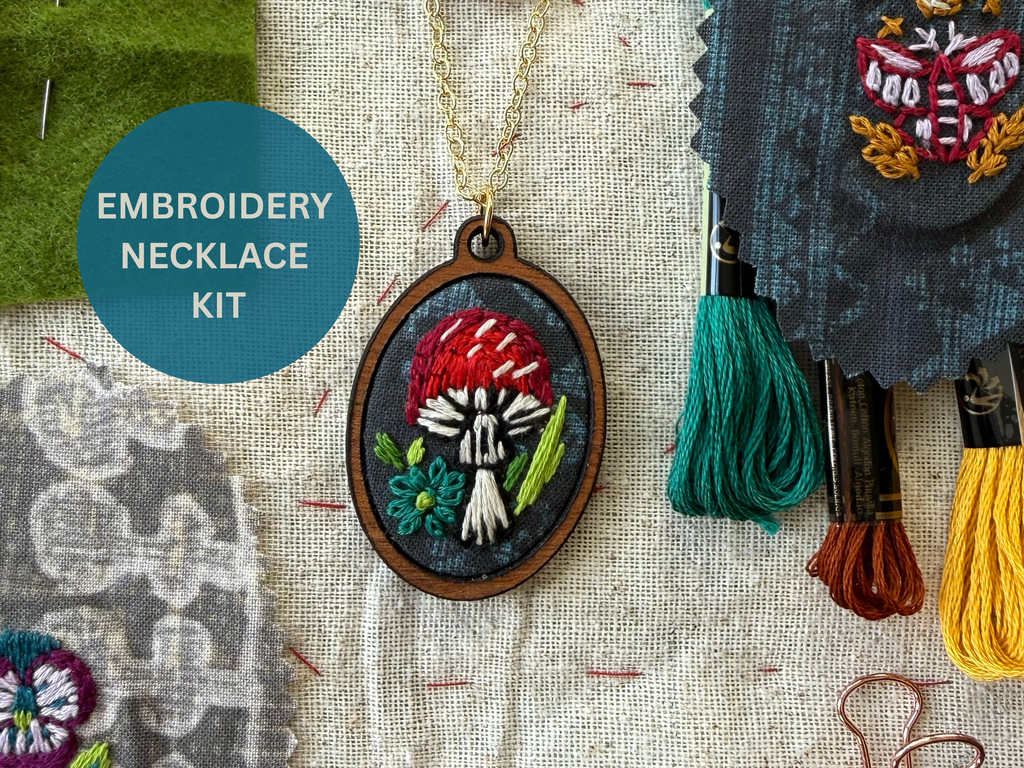 Mushroom Embroidery Necklace Kit