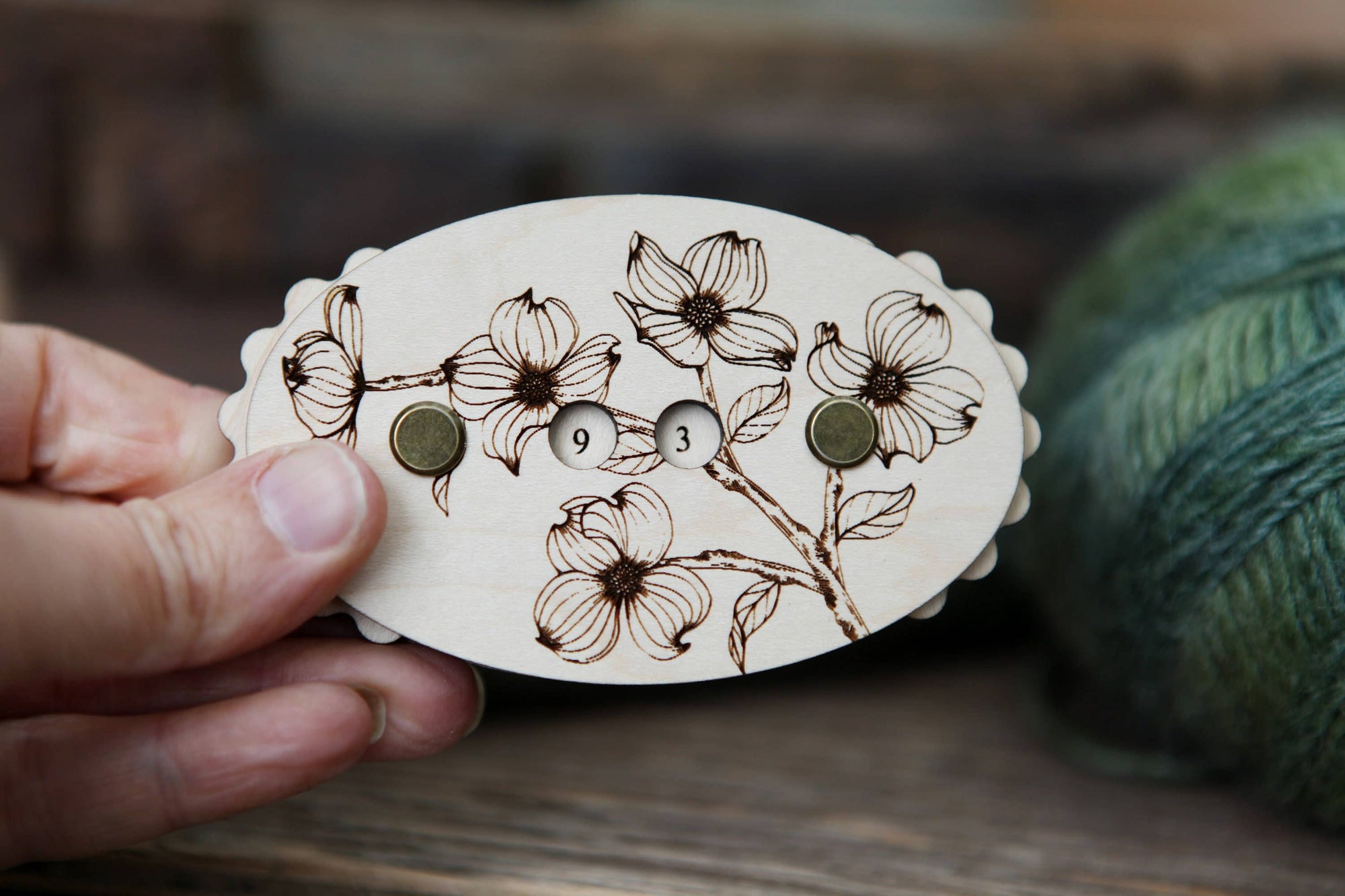 Sunrise Grove - Maple Wood Dogwood Flower Knitting Row Counter