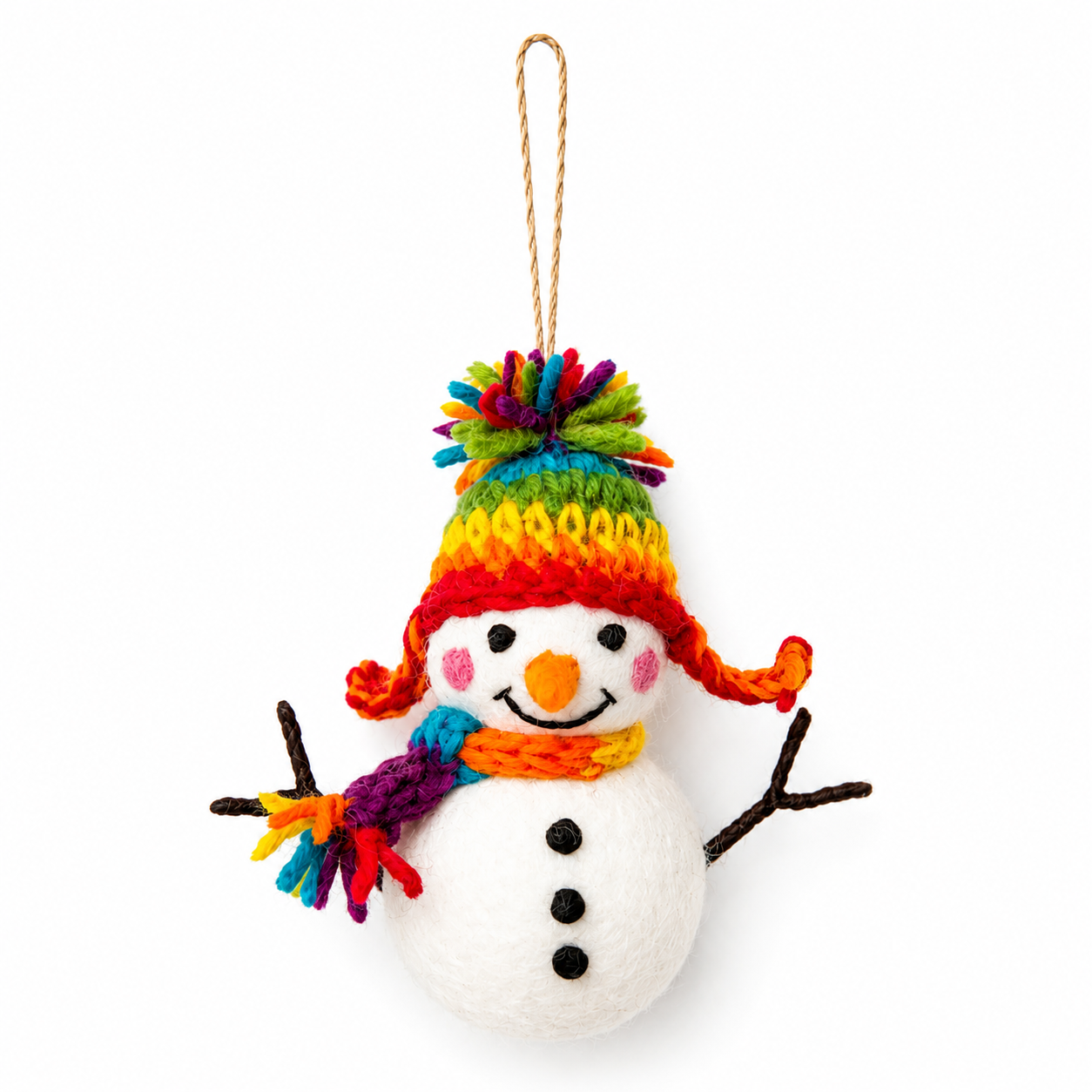 Ganapati Felt Ornament - Snowman with Hat - Assorted