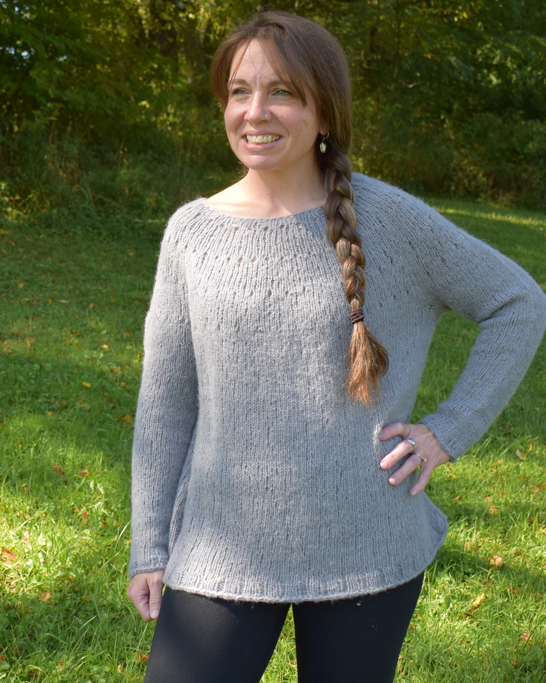 Easy Eyelet Yoke Sweater