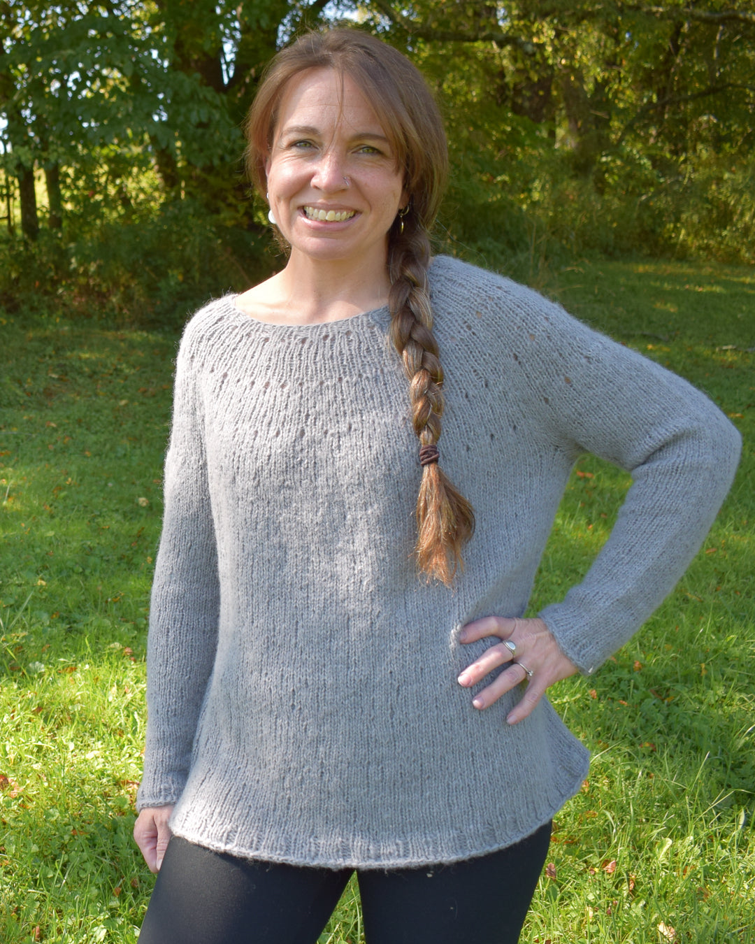 Easy Eyelet Yoke Sweater