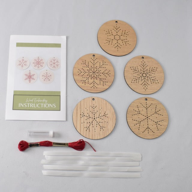 HNB House Snowflake Ornament Embroidery DIY Kit - Set of 5