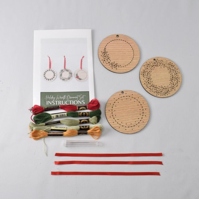 HNB House Set of 3 Christmas Wreath Ornament DIY Embroidery Kit