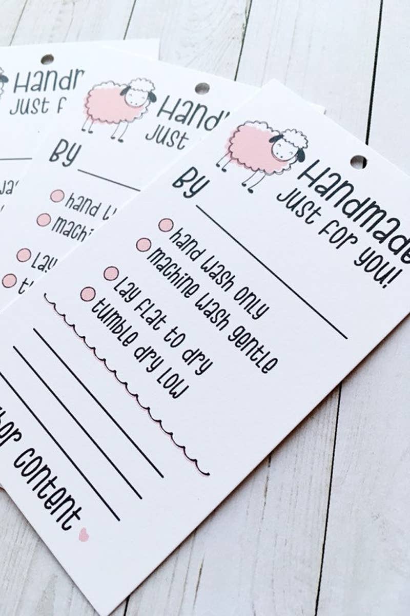 Sheep Design Handmade Care Tags - Teal, Set of 10