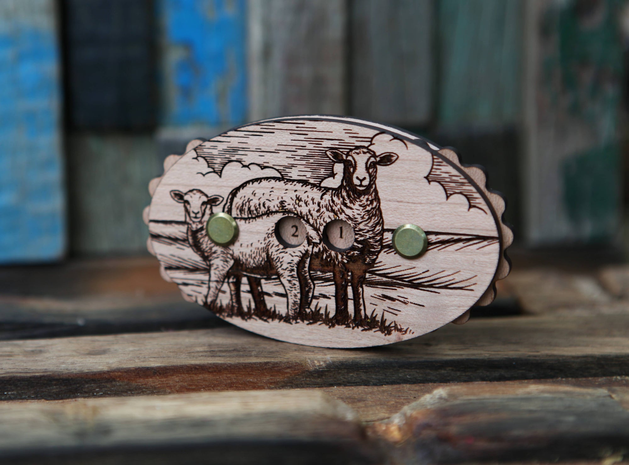 Sunrise Grove - Sheep Cherry Wood Knitting Row Counter