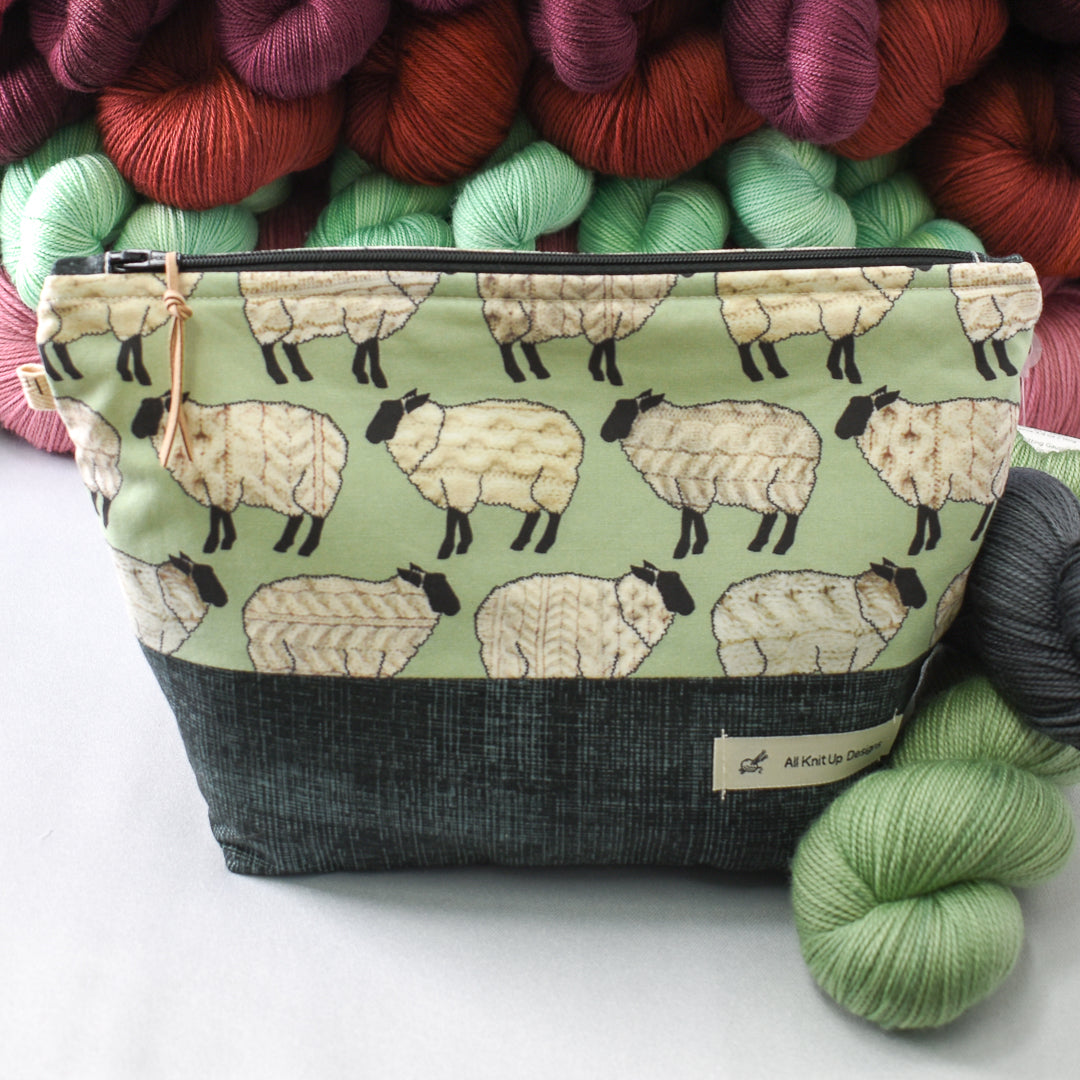 All Knit Up Cabled Sheep Project Bag - Medium - Miss Babs Notions