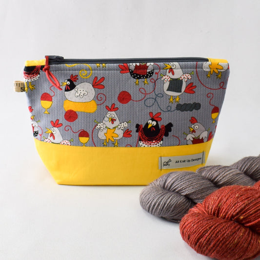 All Knit Up Chicken Print Project Bag - Small - Miss Babs Notions