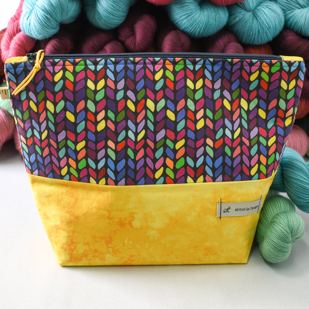 All Knit Up Colorful Knit Stitch Project Bag - Large - Miss Babs Notions