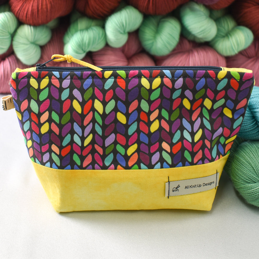 All Knit Up Colorful Knit Stitch Project Bag - Small - Miss Babs Notions