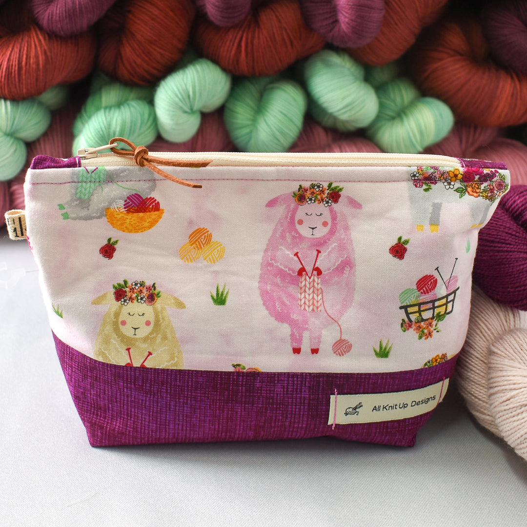 All Knit Up Floral Sheep Project Bag - Small - Miss Babs Notions