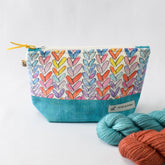 All Knit Up Hearts Print Project Bag - Small - Miss Babs Notions