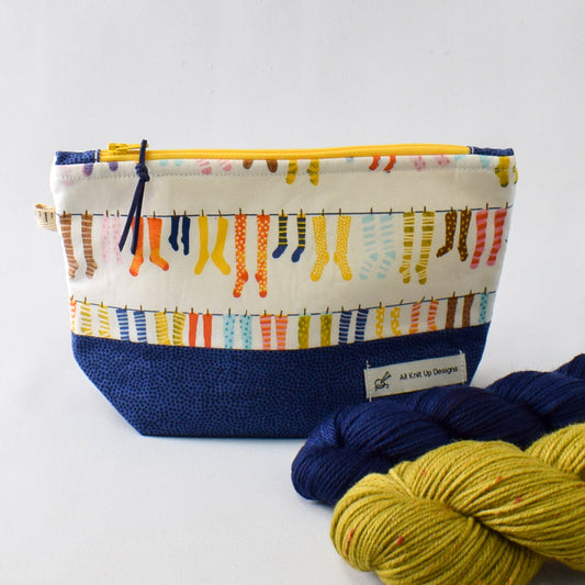 All Knit Up Sock Print Project Bag - Small - Miss Babs Notions