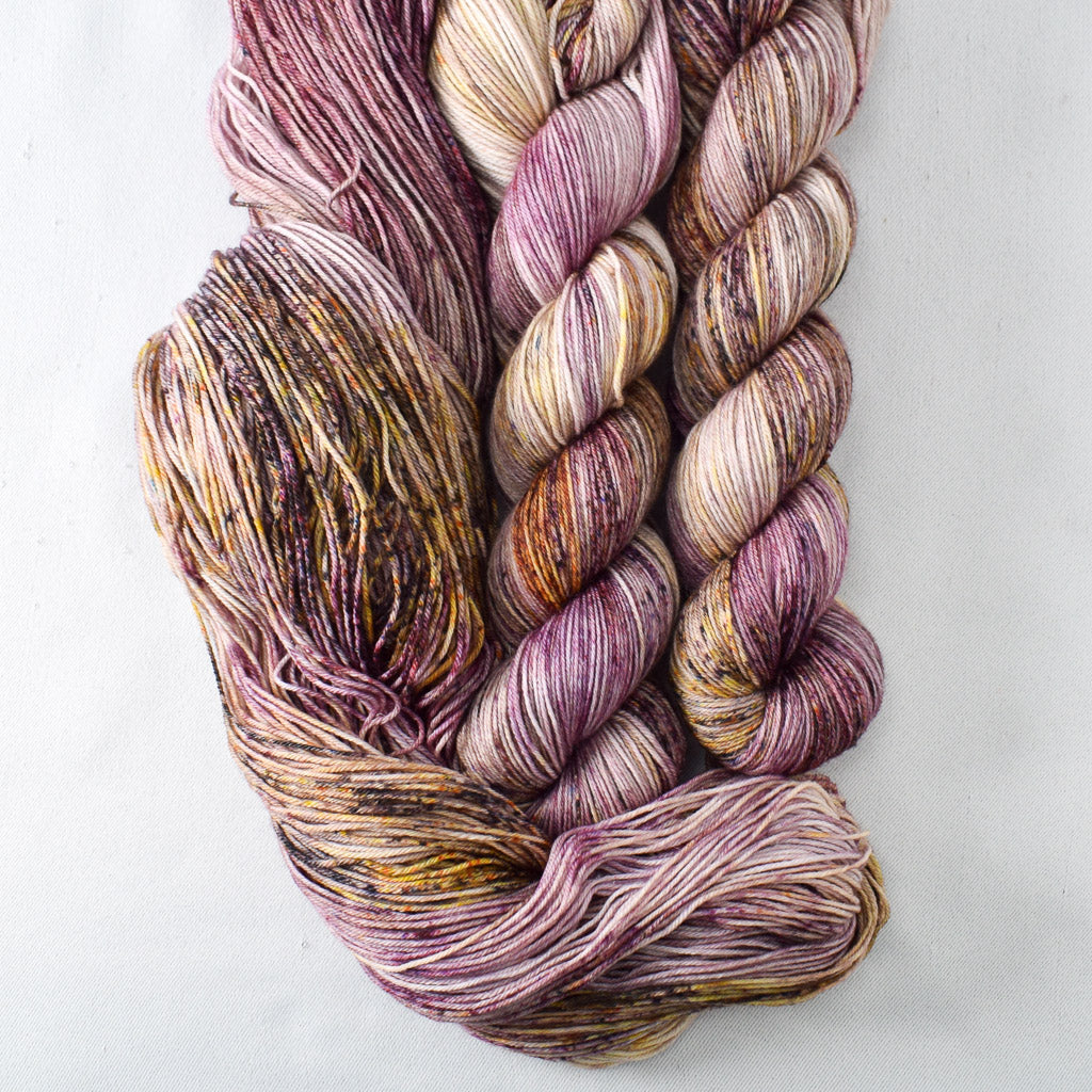 Autumn Toad Lily - Miss Babs Tarte wool blend sock yarn