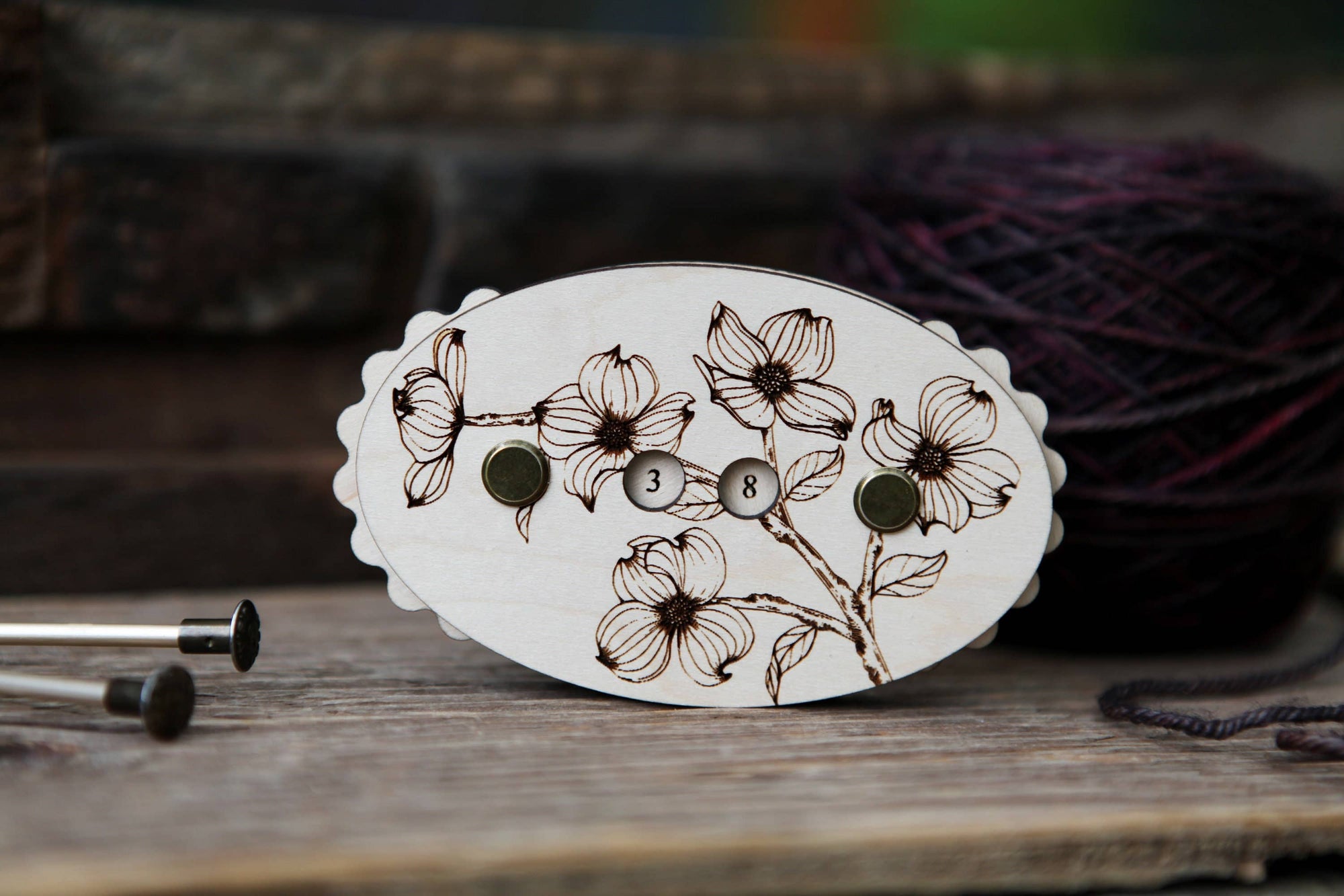 Sunrise Grove - Maple Wood Dogwood Flower Knitting Row Counter