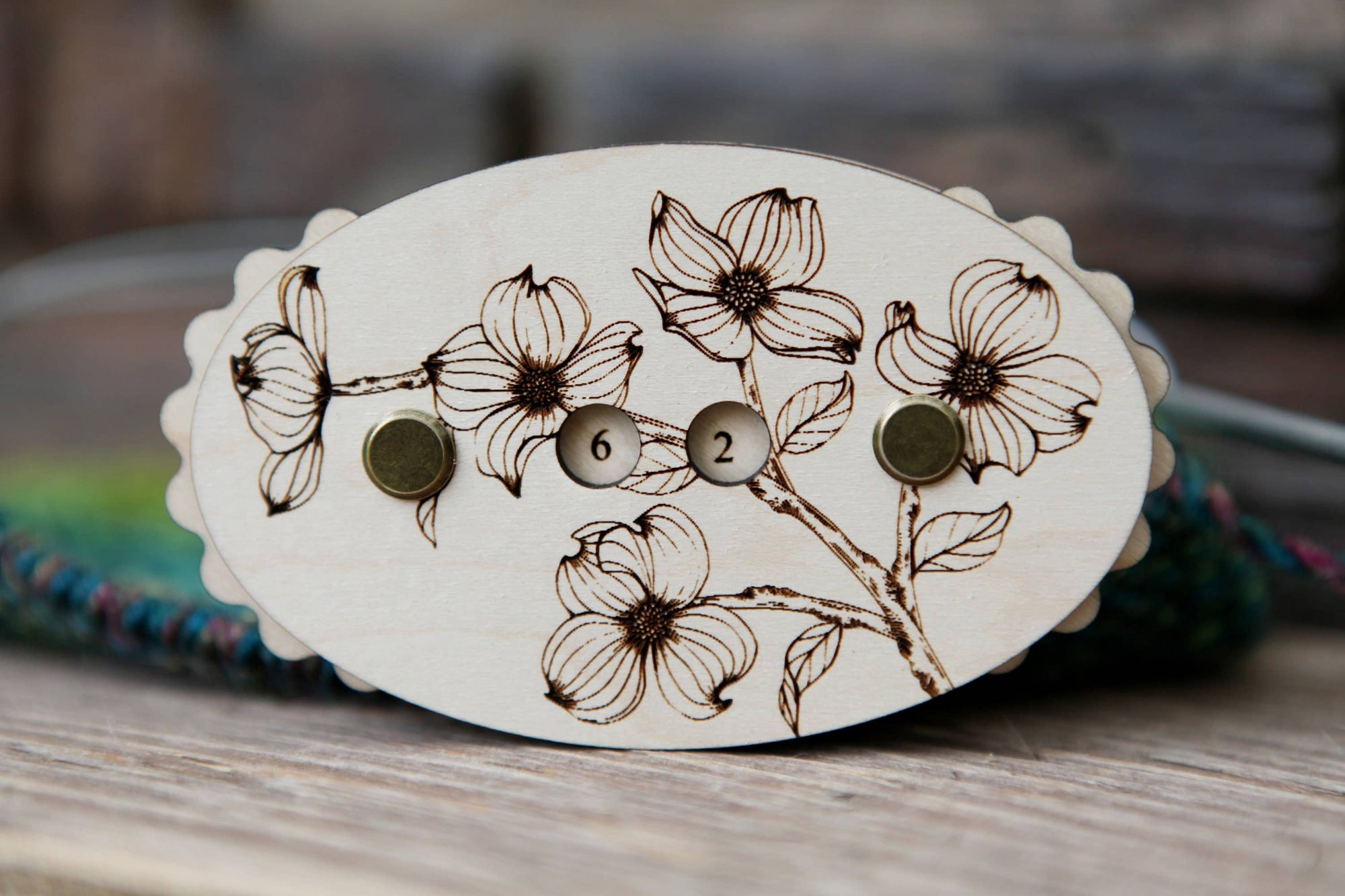 Sunrise Grove - Maple Wood Dogwood Flower Knitting Row Counter