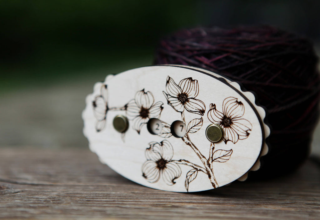Sunrise Grove - Maple Wood Dogwood Flower Knitting Row Counter