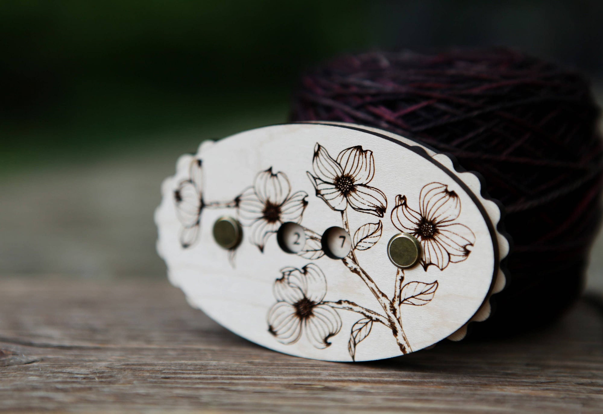 Sunrise Grove - Maple Wood Dogwood Flower Knitting Row Counter