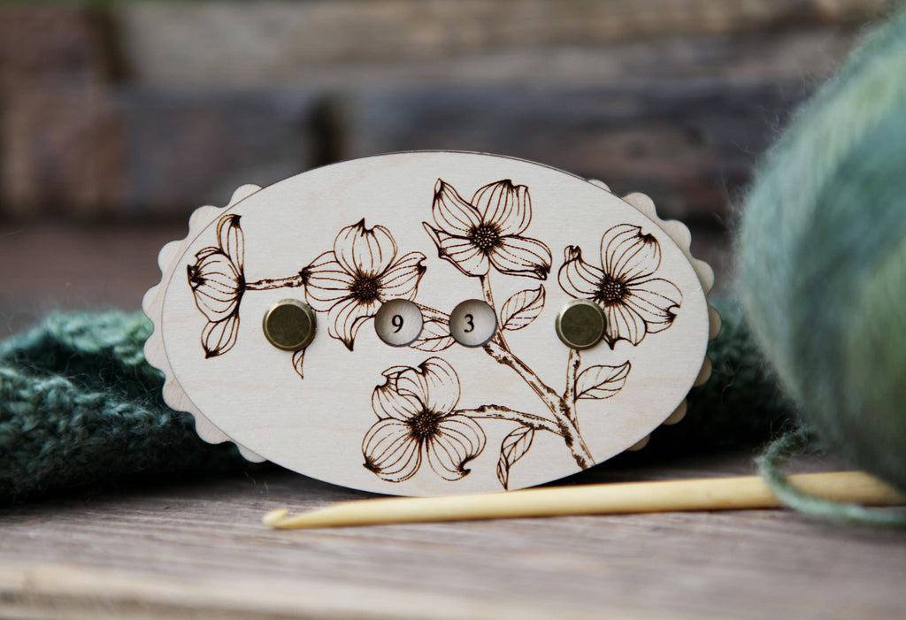 Sunrise Grove - Maple Wood Dogwood Flower Knitting Row Counter