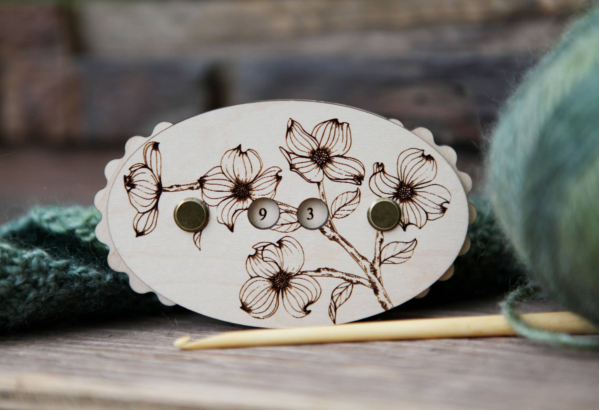 Sunrise Grove - Maple Wood Dogwood Flower Knitting Row Counter