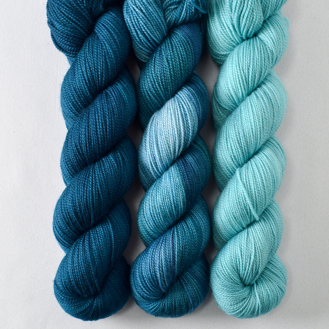 Blue Parakeet, Slip Away, and River Severn - Miss Babs Yummy 2-Ply Trio