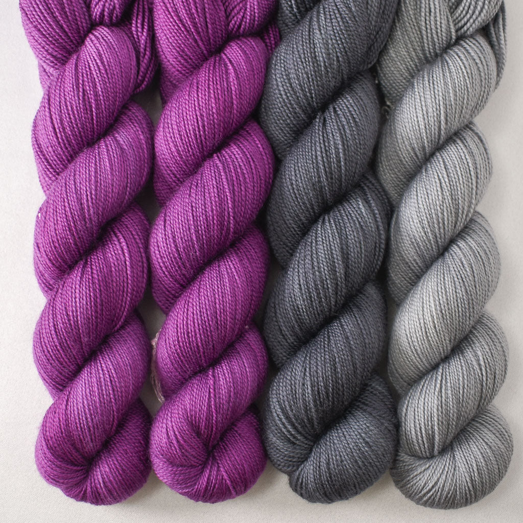 Boysenberry, Dark Carina, and Slate - Miss Babs Photo 51: The DNA Shawl Set
